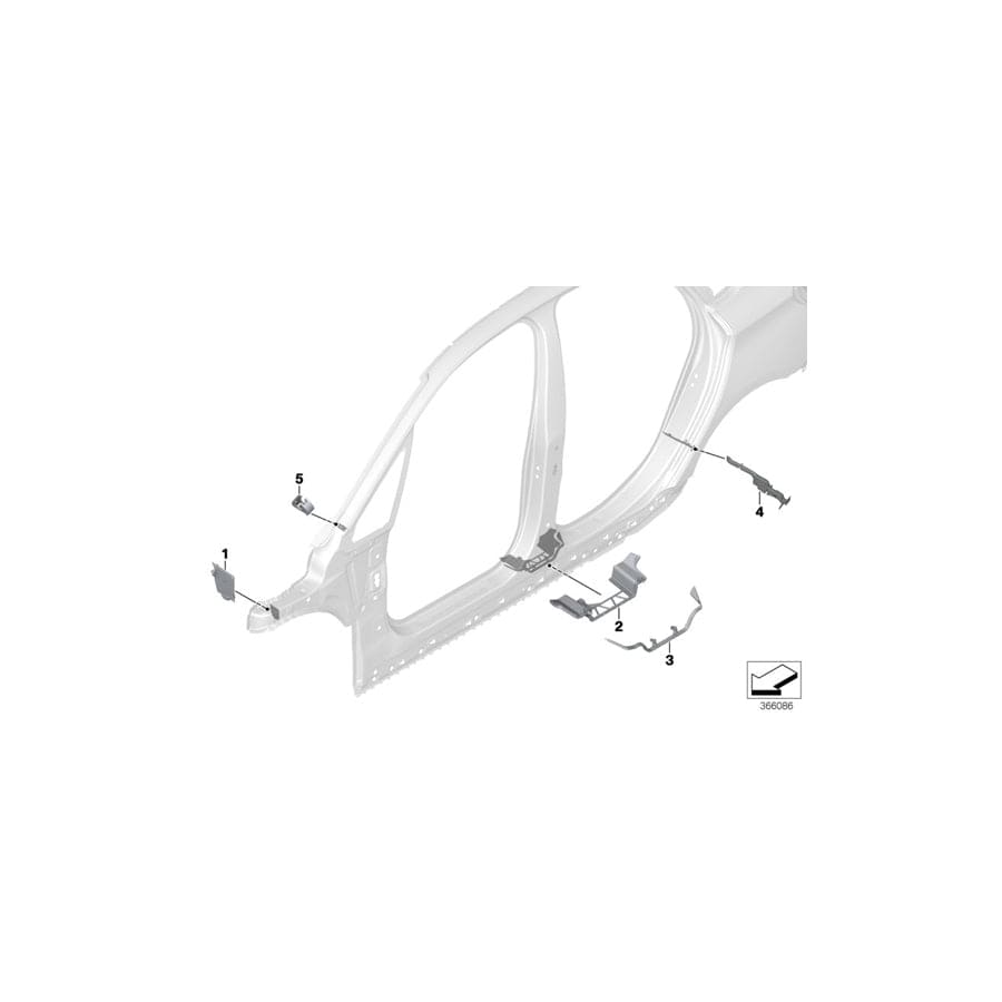 Genuine BMW 41007296434 F45 Molded Part Column C, Right (Inc. 225xe, 220i & 225iX)