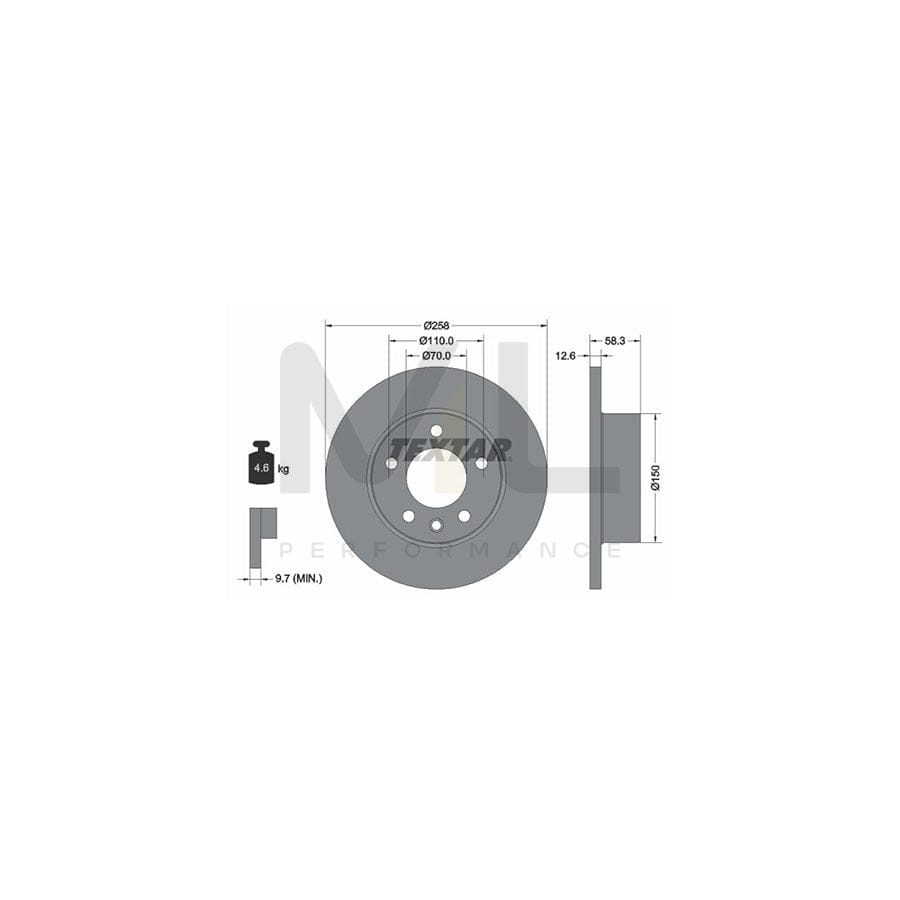 TEXTAR 92038000 Brake Disc Solid, without wheel hub, without wheel studs - 1 piece