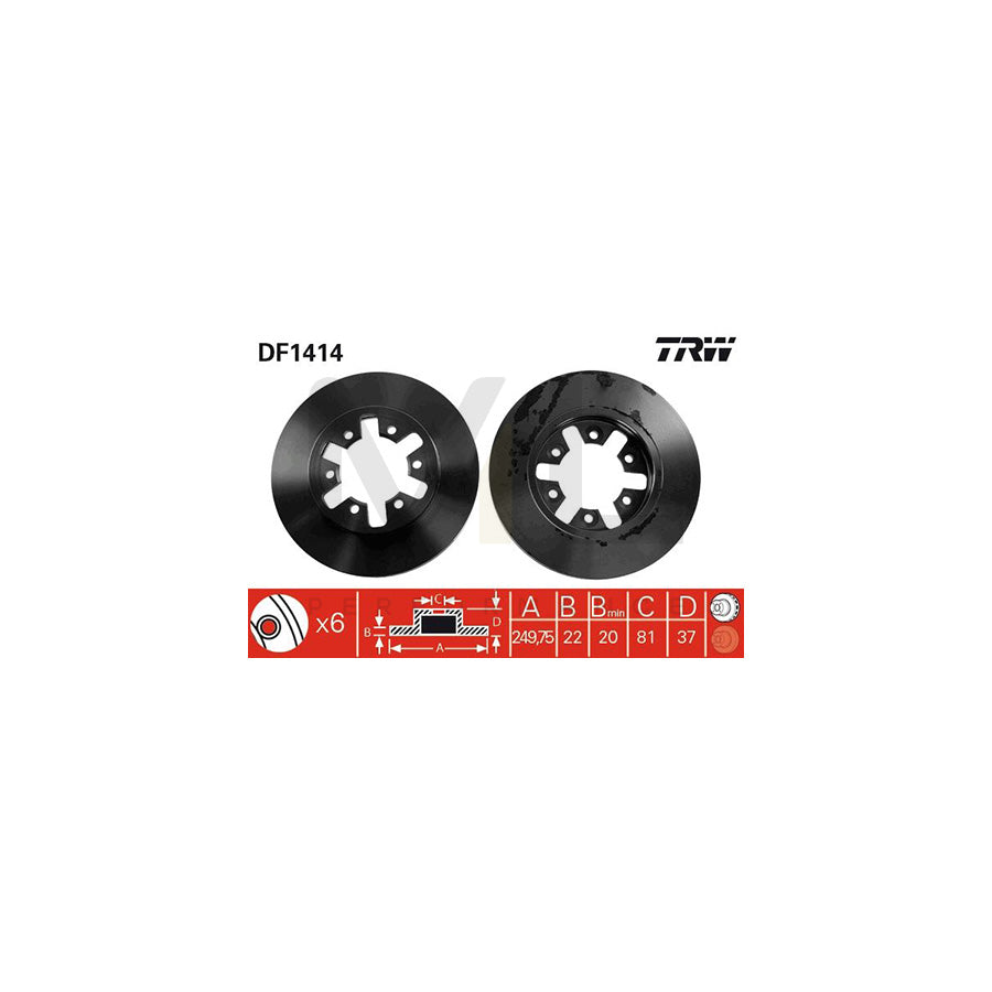 TRW DF1414 Brake Disc Vented, Painted - 1 piece