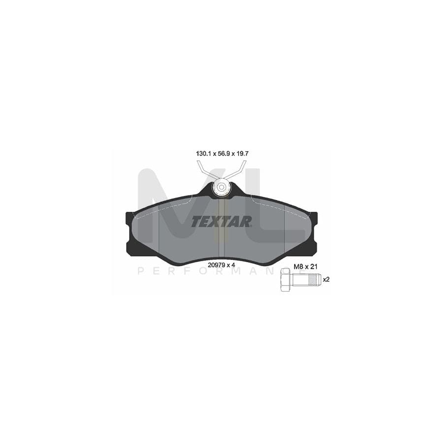 TEXTAR 2097904 Brake pad set for not prepared for wear indicator, with brake caliper screws