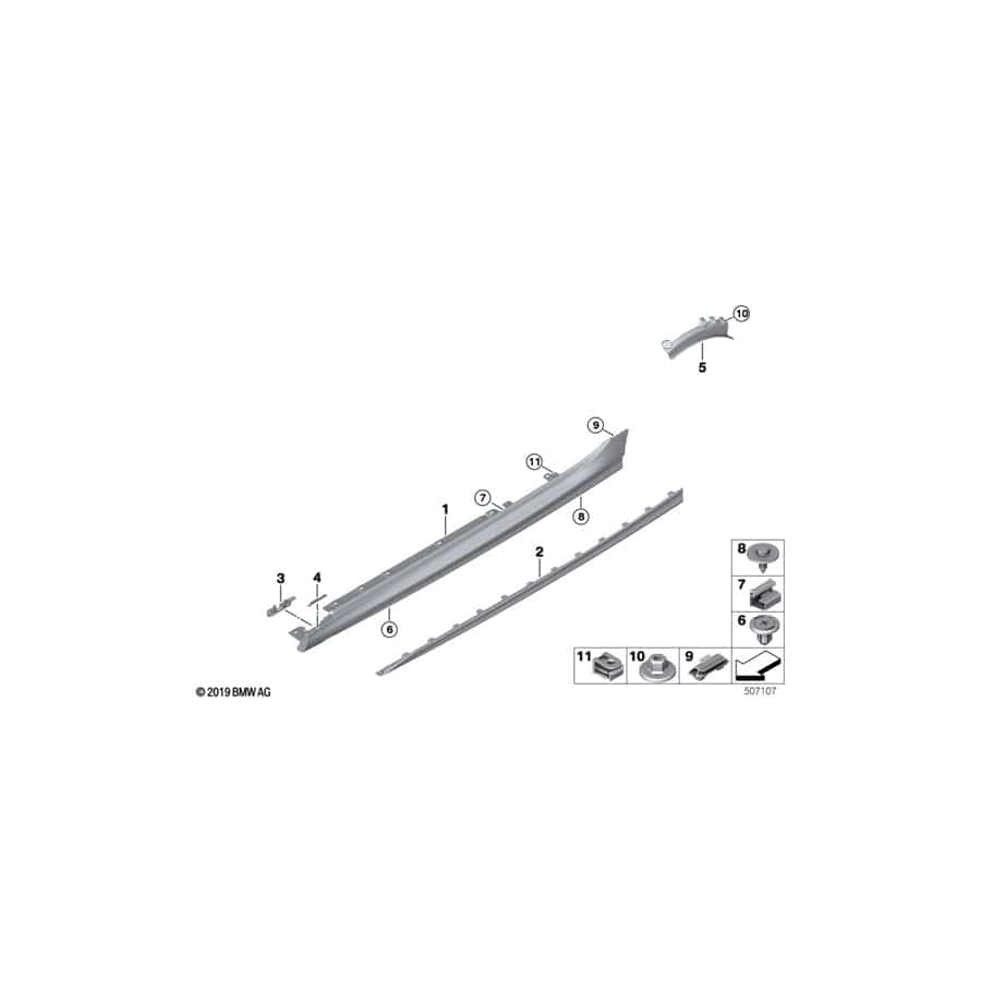 Genuine BMW 51778075470 F44 Right Door Sill Cover MSP (Inc. 218i, 228iX & 220d)