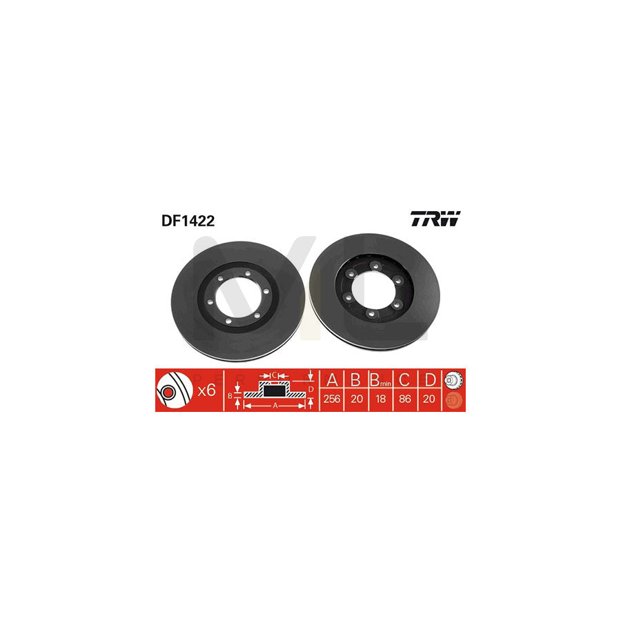 TRW DF1422 Brake Disc Vented - 1 piece