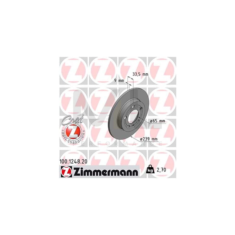 ZIMMERMANN COAT Z 100.1248.20 Brake Disc Solid, Coated - 1 piece