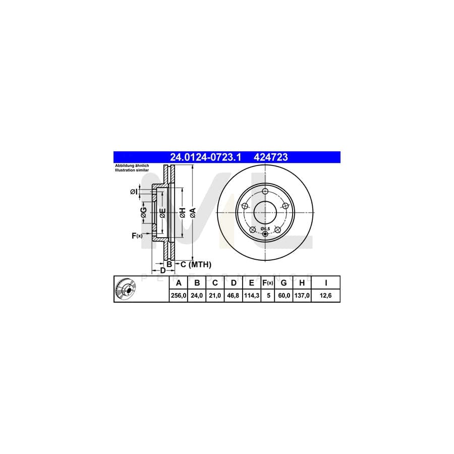 ATE 24.0124-0723.1 Brake Disc for DAEWOO Leganza Vented - 1 piece