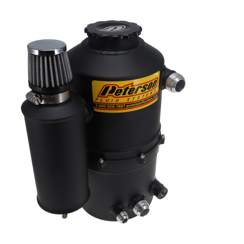 Peterson Fluid Systems Tank Drag 2.3 Gallon -16AN Single Return w/ Catch Can - Black
