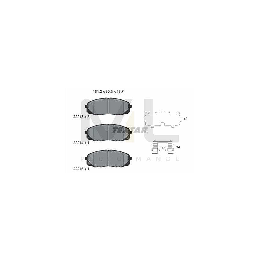 TEXTAR 2221301 Brake pad set for KIA Carnival III MPV (YP) incl. wear warning contact, with accessories