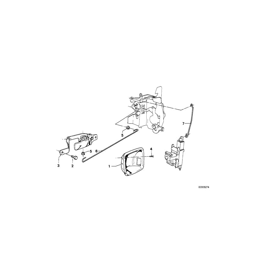Genuine BMW 51211904061 E23 Left Handle PINIENGRUEN (Inc. 745i)