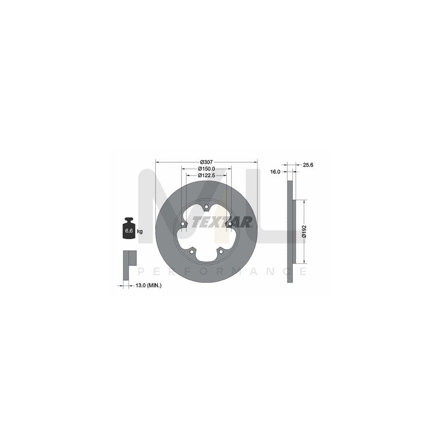 TEXTAR PRO 92274103 Brake Disc for FORD TRANSIT Solid, Coated, without wheel hub, without wheel studs - 1 piece