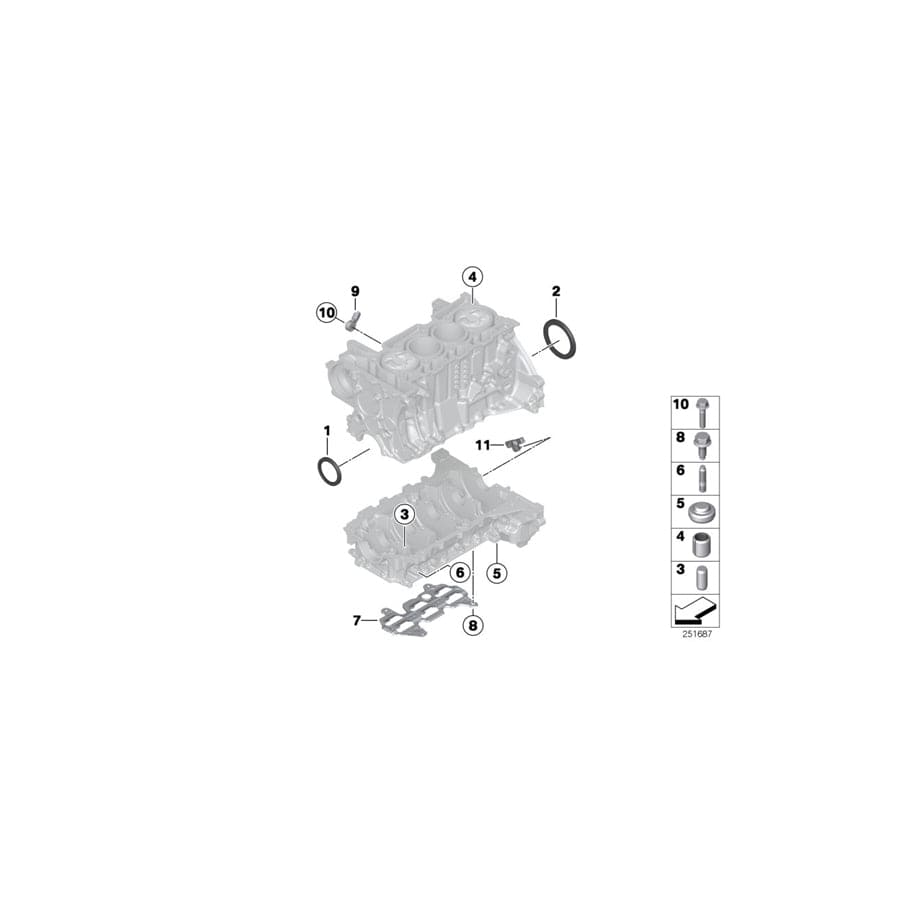 Genuine BMW 11117630213 F30 Stud Bolt M8 (Inc. 316i, Cooper S & Coop.S JCW)