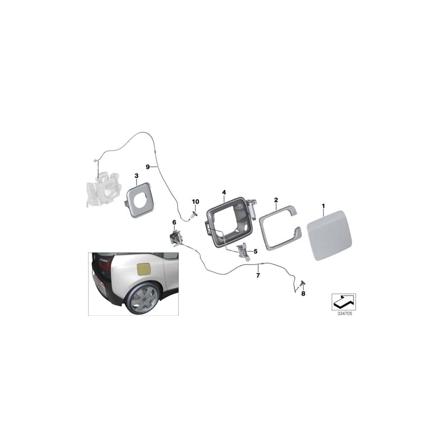 Genuine BMW 51177459464 Pulling Strip F Emergency Mechanism US (Inc. i3 94Ah Rex, i3 60Ah & i3 120Ah)