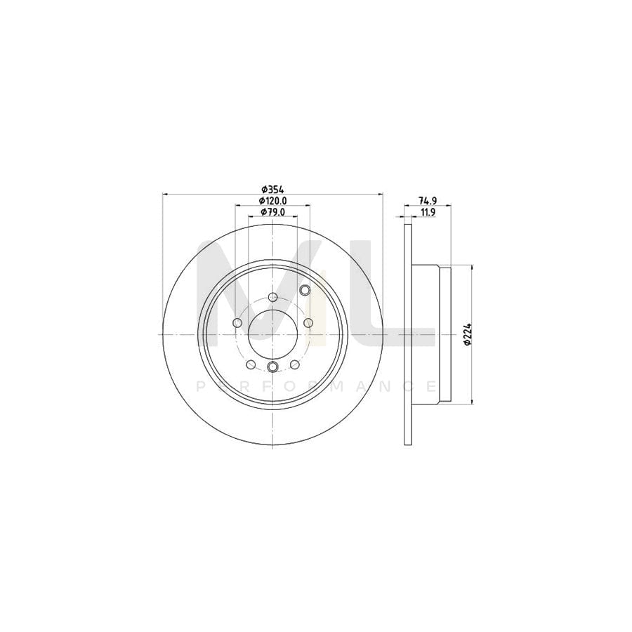 HELLA 8DD 355 115-171 Brake Disc for LAND ROVER Range Rover III (L322) Solid, without wheel hub, without wheel studs | ML Performance Car Parts