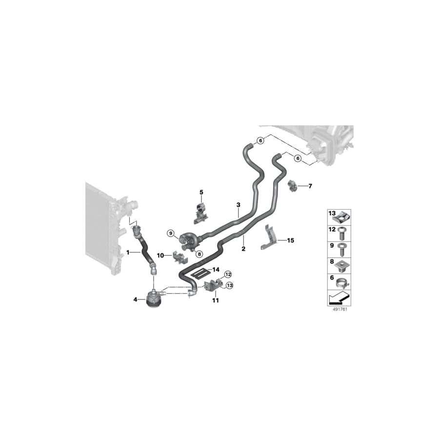Genuine BMW 64216821616 G32 Coolant Hose, Supply 2 Auxiliary coolant pump - heat exchanger (Inc. 640iX, 620d & 640i)