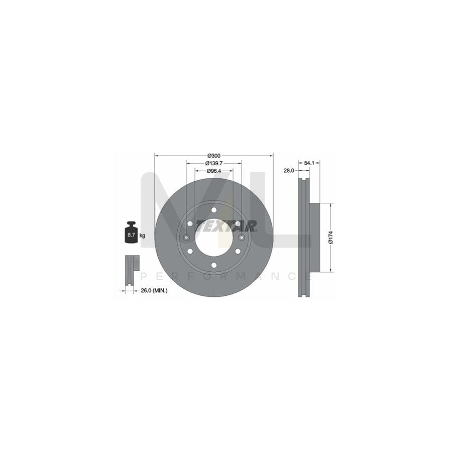 TEXTAR 92164500 Brake Disc for KIA Sedona II (VQ) Internally Vented, without wheel hub, without wheel studs - 1 piece