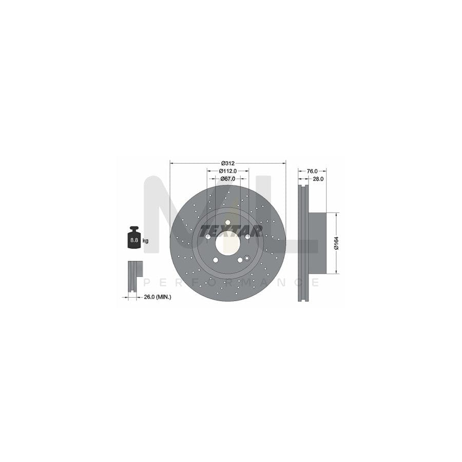 TEXTAR PRO+ 92099305 Brake Disc suitable for MERCEDES-BENZ S-Class Internally Vented, Perforated, Coated, High-carbon, without wheel hub, without wheel studs - 1 piece