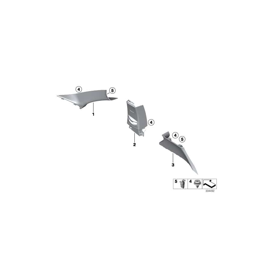 Genuine BMW 51447271428 F22 F21 Right Column A Cover EVERESTGRAU (Inc. 230i, 120dX & 118i)
