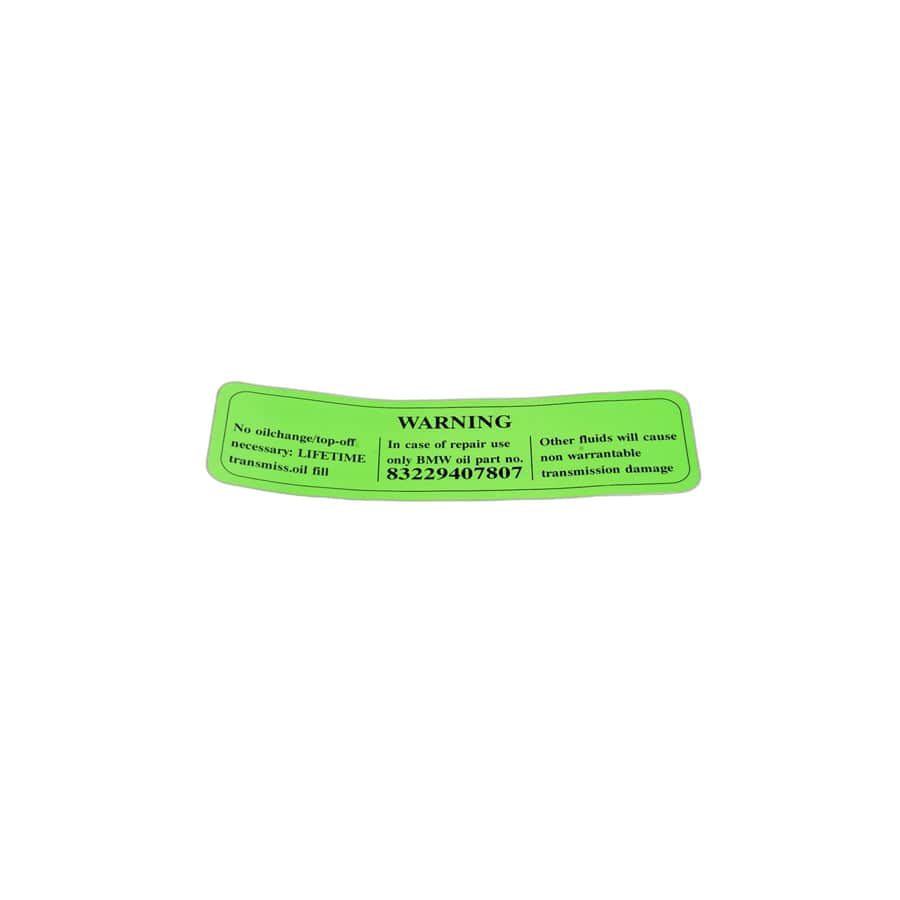 Genuine BMW 24111423620 E39 E53 E31 Stick-On Label (Inc. 840Ci, 735i & 535i)