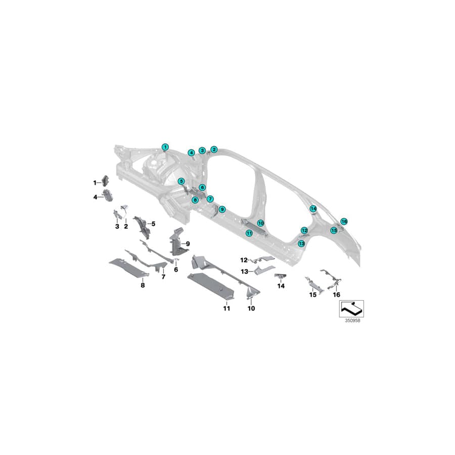 Genuine BMW 41007387102 F15 Molded Section, Side Member, Right (Inc. X5)