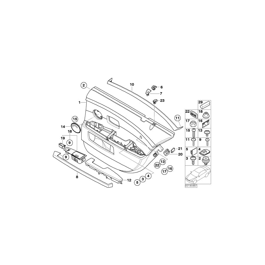 Genuine BMW 51427023801 E66 E67 Wooden Strip, Door Rear Left ESCHE DUNKEL (Inc. 735Li, 750Li & 745Li)