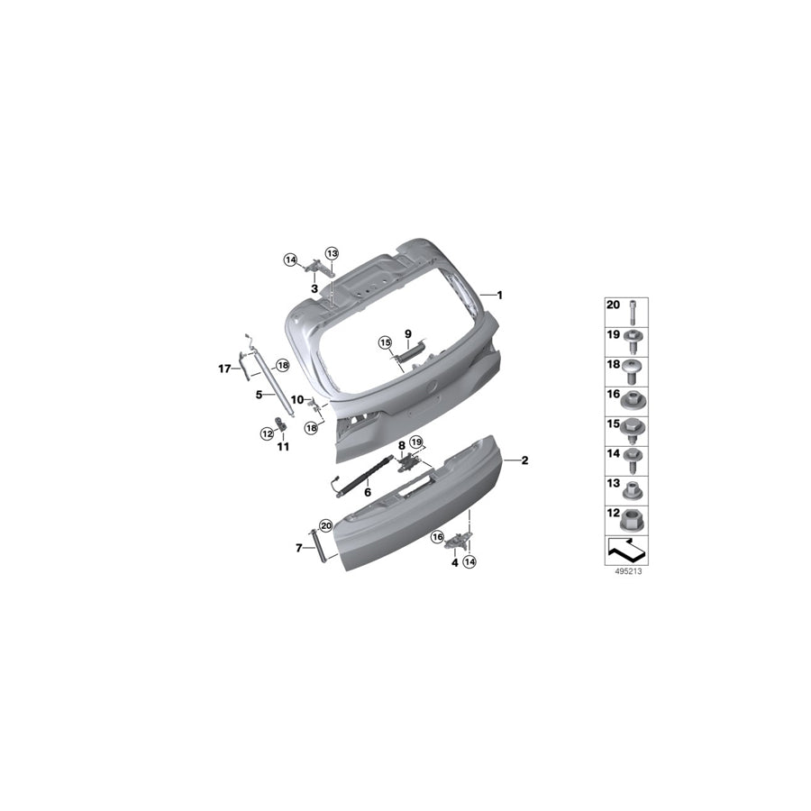 Genuine BMW 51247473097 G05 Support, Trunk Lid, Bottom (Inc. X5 40i, X5 45eX & X5 40iX)