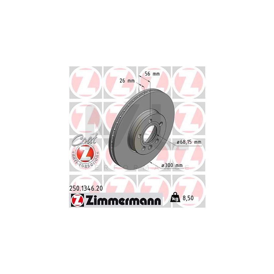 ZIMMERMANN COAT Z 250.1346.20 Brake Disc Internally Vented, Coated - 1 piece