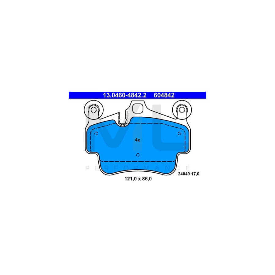 ATE 13.0460-4842.2 Brake pad set excl. wear warning contact, prepared for wear indicator