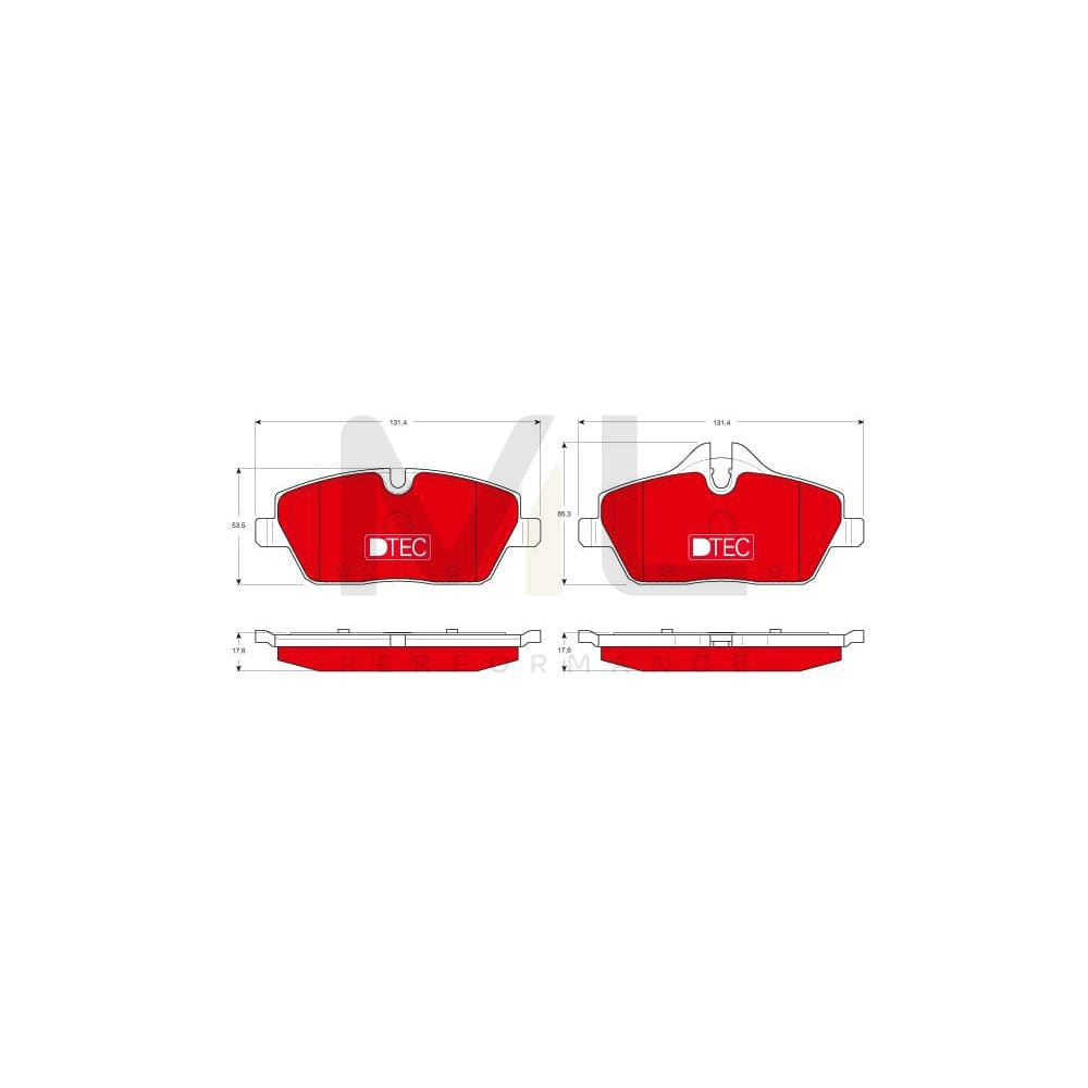 TRW Dtec Cotec Gdb1611Dte Brake Pad Set Prepared For Wear Indicator, With Brake Caliper Screws, With Accessories