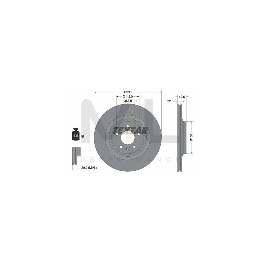 TEXTAR PRO 92160403 Brake Disc for AUDI A6 Externally Vented, Coated, without wheel hub, without wheel studs - 1 piece