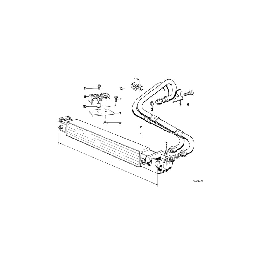 Genuine BMW 17211712362 E32 Oil Cooling Pipe-Screw Type Connection 892mm*919mm (Inc. 735i, 735iL & 730i)