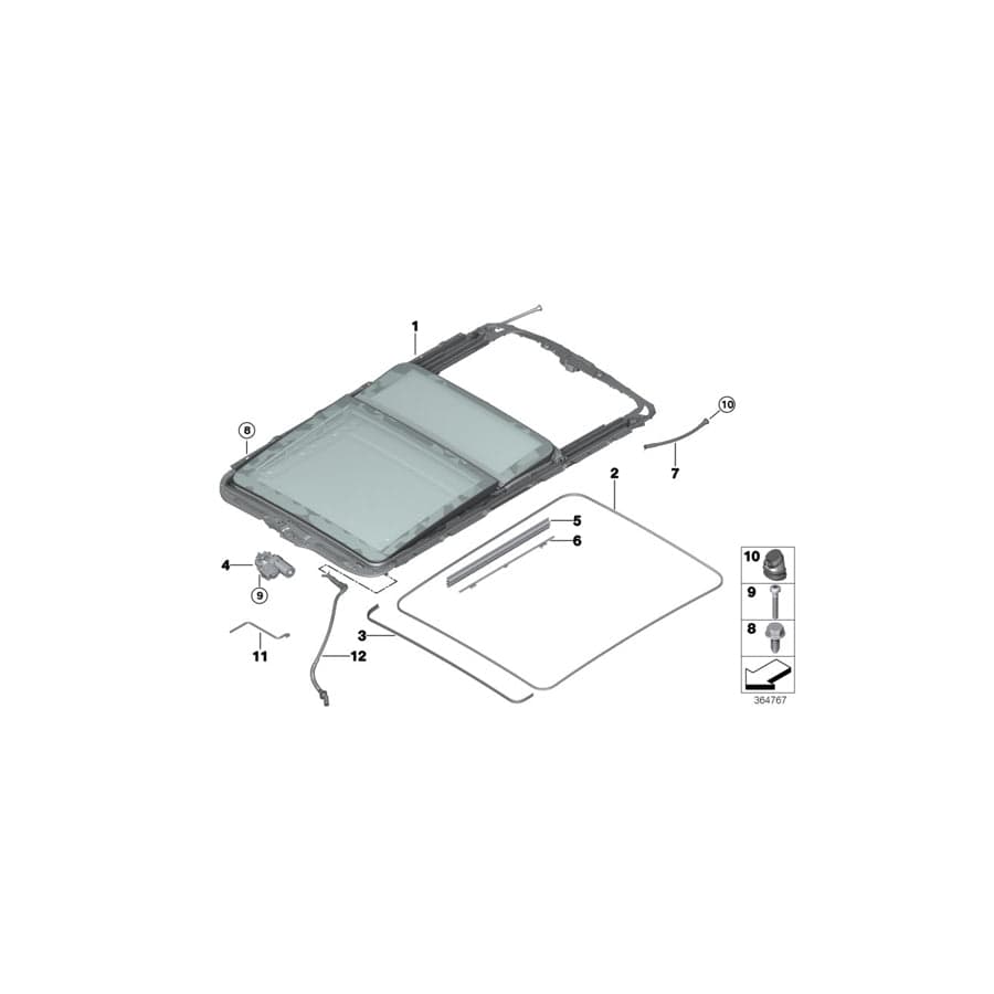 Genuine BMW 54107316353 F15 Panorama Roof OYSTER (Inc. X5)