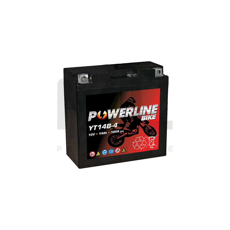 Powerline YT14B-4 AGM Motorcycle Battery 12V 14Ah YT14B4