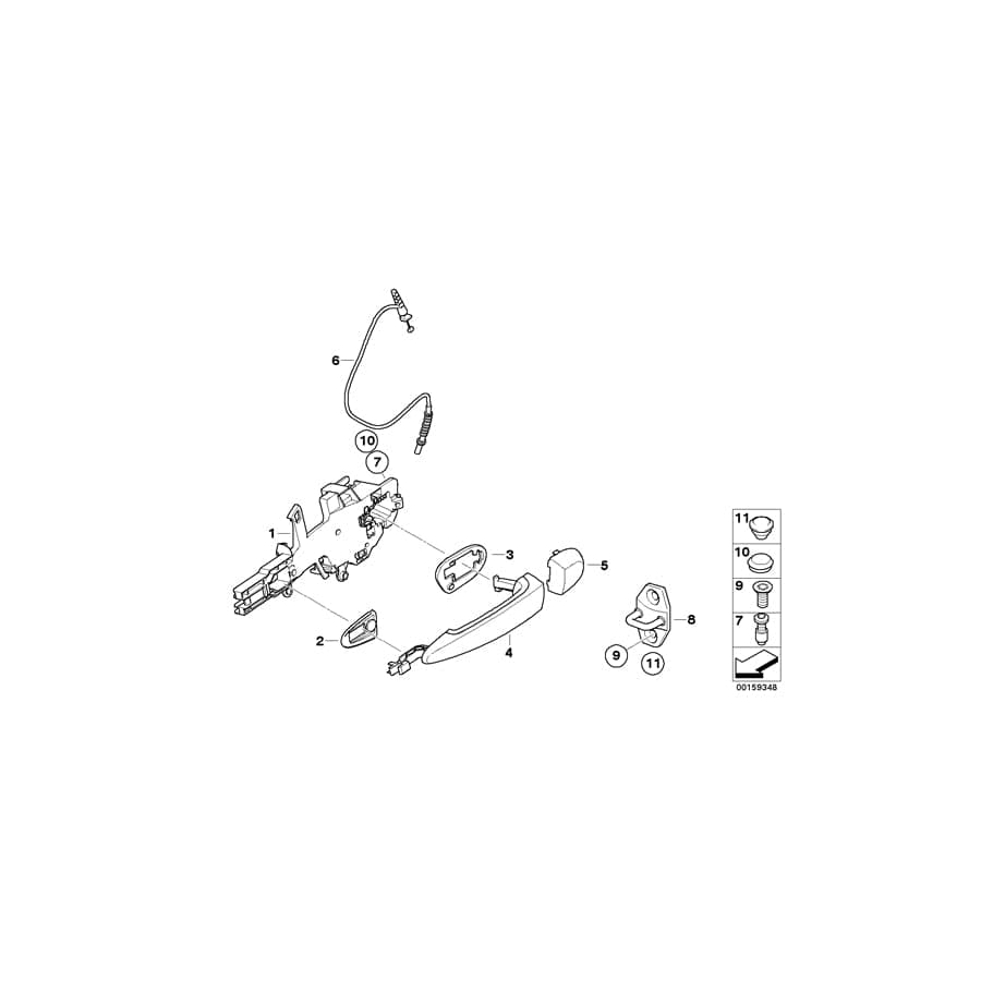 Genuine BMW 51227319339 E70 E72 E71 Bowden Cable, Outside Door Handle, Rear (Inc. X6 40dX)