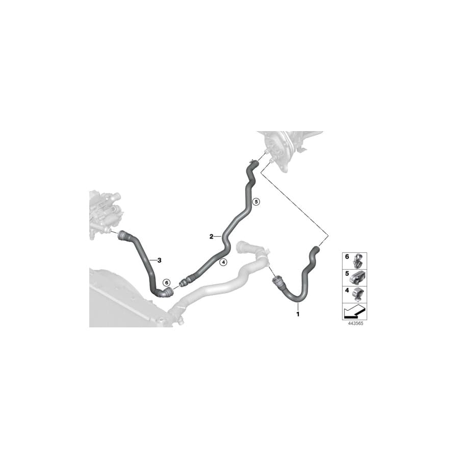 Genuine BMW 64219329643 F33 F31 F30 Hose F Radiator And Engine Return (Inc. 330iX, 420i & 220i)