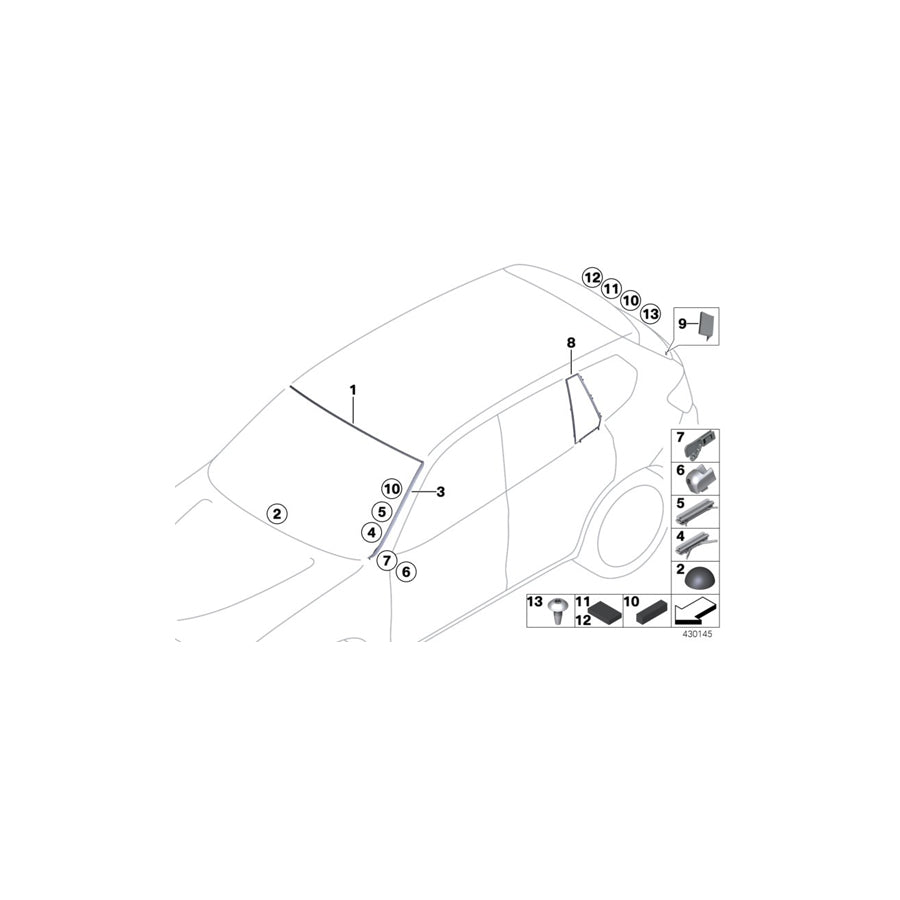 Genuine BMW 51317277645 F25 Drip Moulding, Left (Inc. X3 28i, X3 20dX & X3 28iX)