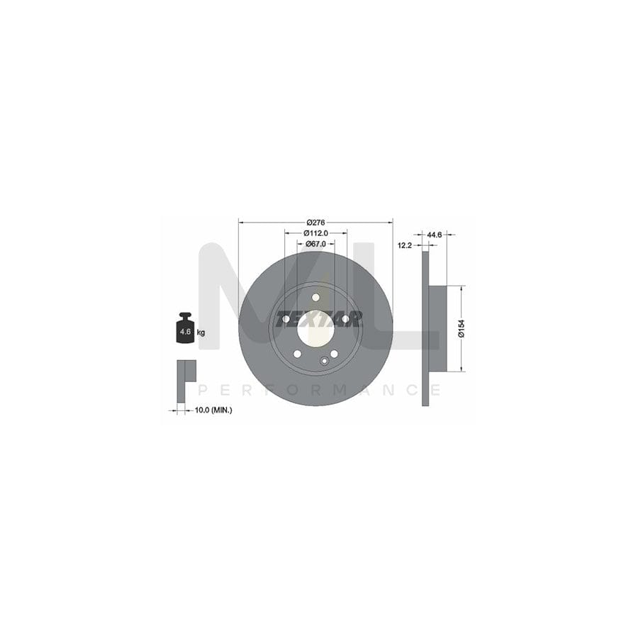 TEXTAR 92131800 Brake Disc suitable for MERCEDES-BENZ A-Class (W169) Solid, without wheel hub, without wheel studs - 1 piece