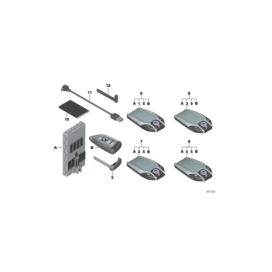 Genuine BMW 51312413258 G11 G12 Set Of Codes With Bdc Control Unit 434 MHZ GKL/US (Inc. 750iX, 740iX & 750i)