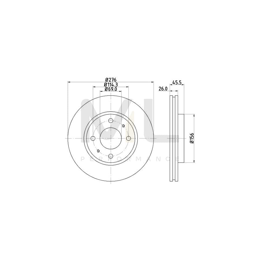 HELLA 8DD 355 112-951 Brake Disc Internally Vented, without wheel hub, without wheel studs | ML Performance Car Parts