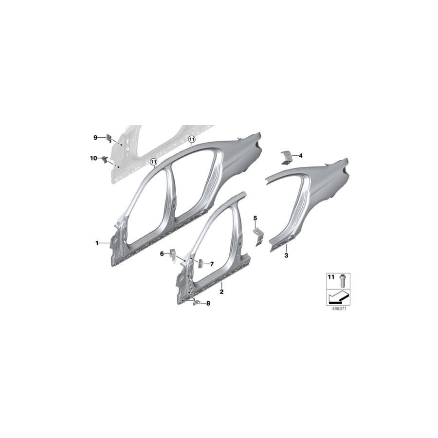 Genuine BMW 41007421764 G12 G11 Bracket, Side Panel, Top Right (Inc. 750LdX, 750LiX 4.4 & 750LiX 4.0)