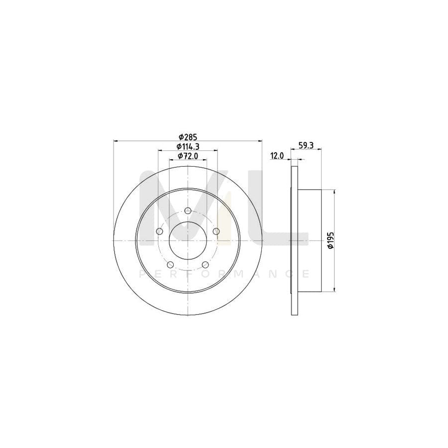 HELLA PRO 8DD 355 118-341 Brake Disc Solid, Coated, without wheel hub, without wheel studs | ML Performance Car Parts