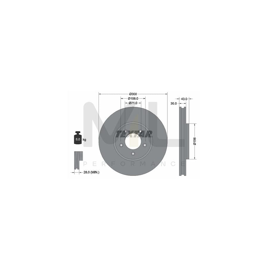 TEXTAR 92099000 Brake Disc Internally Vented, without wheel hub, without wheel studs - 1 piece