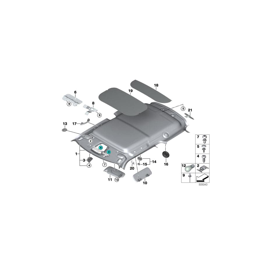 Genuine BMW Mini 51447370970 F56 Deformation Panel, Headliner, Right (Inc. JCW, Cooper SE & Cooper S)