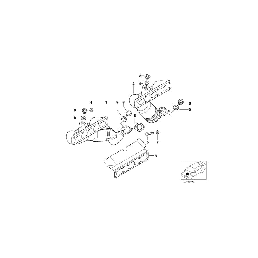 Genuine BMW 11627503675 E46 E36 Rp-Exhaust Manifold With Catalytic Conv. ZYL. 4-6 (Inc. 328i, 320Ci & 320i)