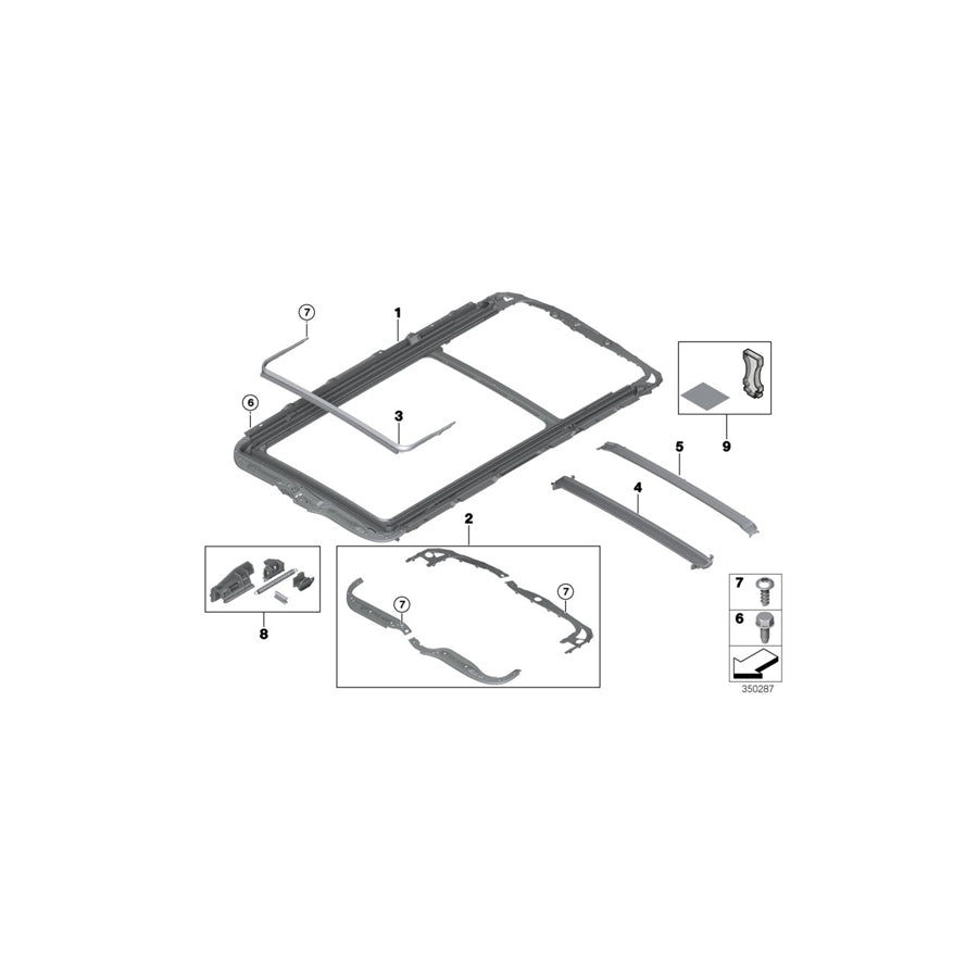 Genuine BMW 54107387027 Frame Panoramic Roof (Inc. X5 25dX, X5 25d & X5 35i)