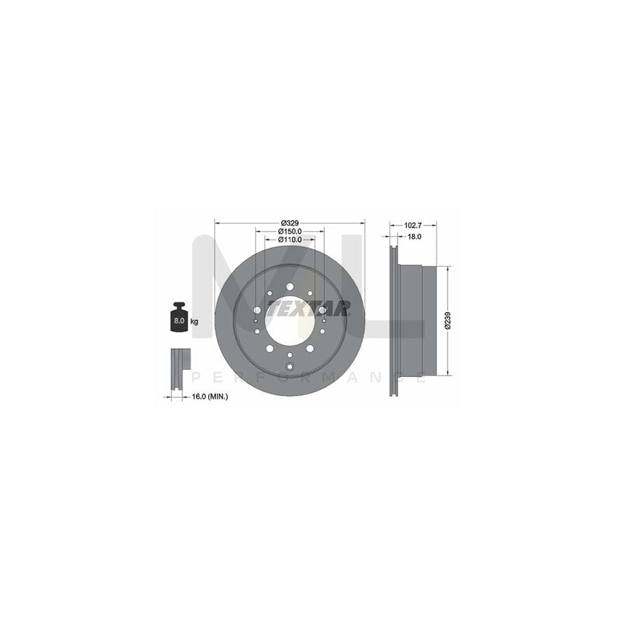 TEXTAR PRO 92172803 Brake Disc Internally Vented, Coated, without wheel hub, without wheel studs - 1 piece