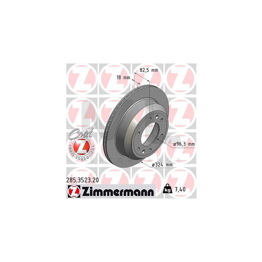 ZIMMERMANN COAT Z 285.3523.20 Brake Disc Internally Vented, Coated - 1 piece