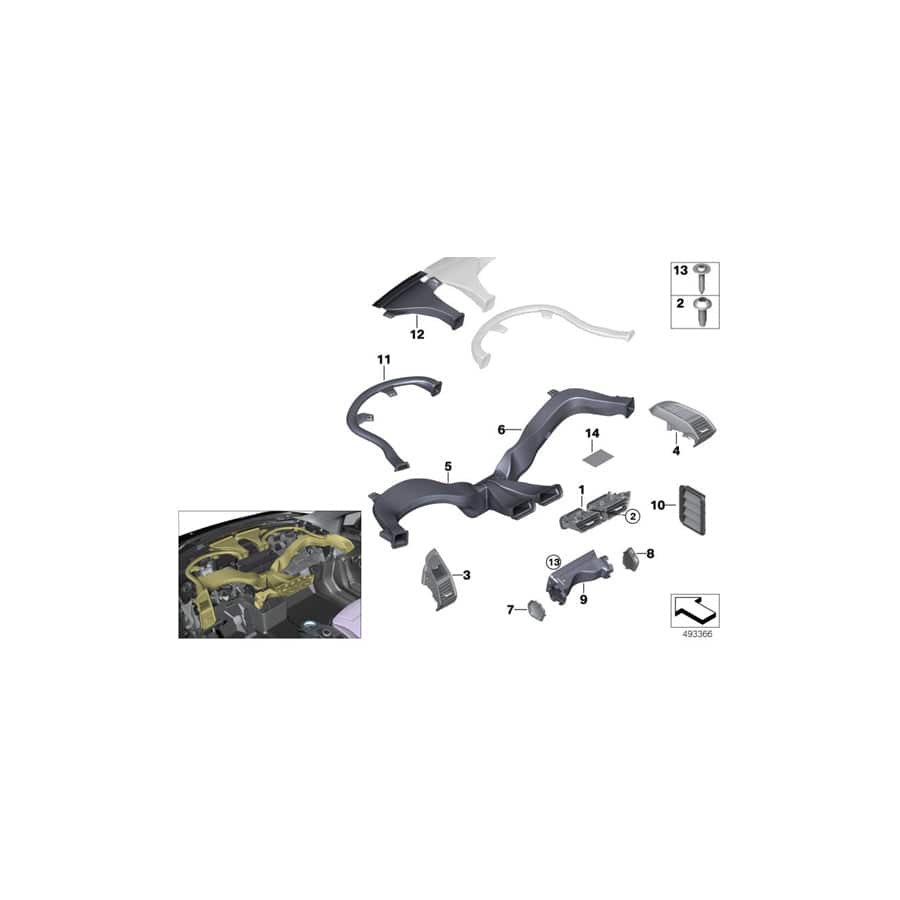 Genuine BMW 64229282999 Fresh Air Grille Center (Inc. i3s 94Ah Rex, i3 60Ah & i3 120Ah)