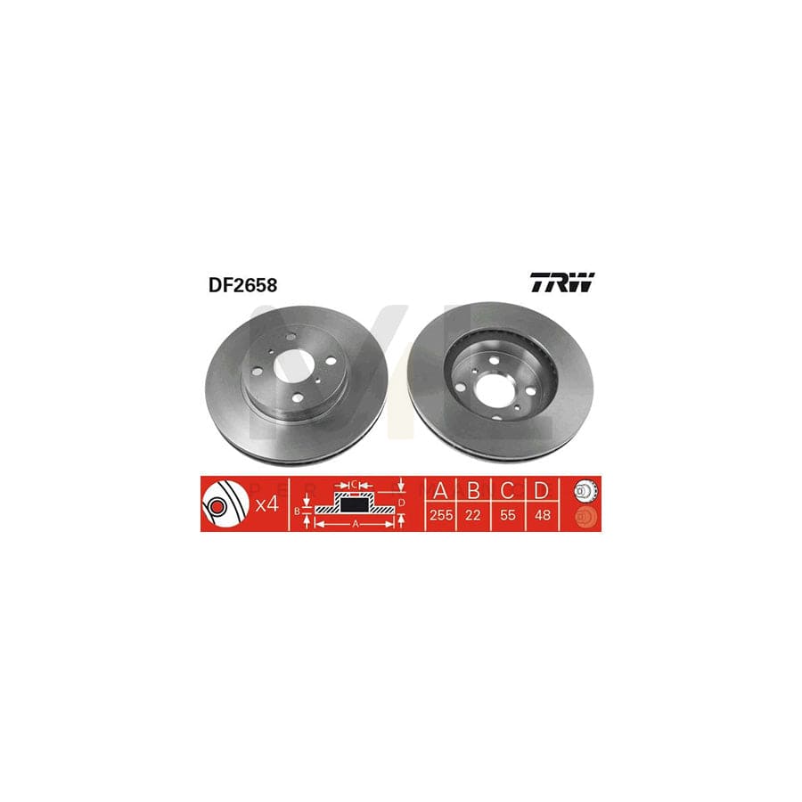TRW DF2658 Brake Disc Vented, Painted - 1 piece
