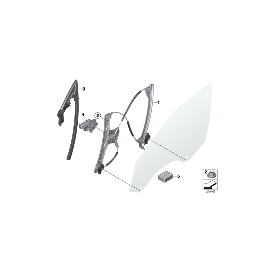Genuine BMW 51337268797 Window Lifter Without Motor,Front Left (Inc. 640dX, 650iX 4.4 & 640d)