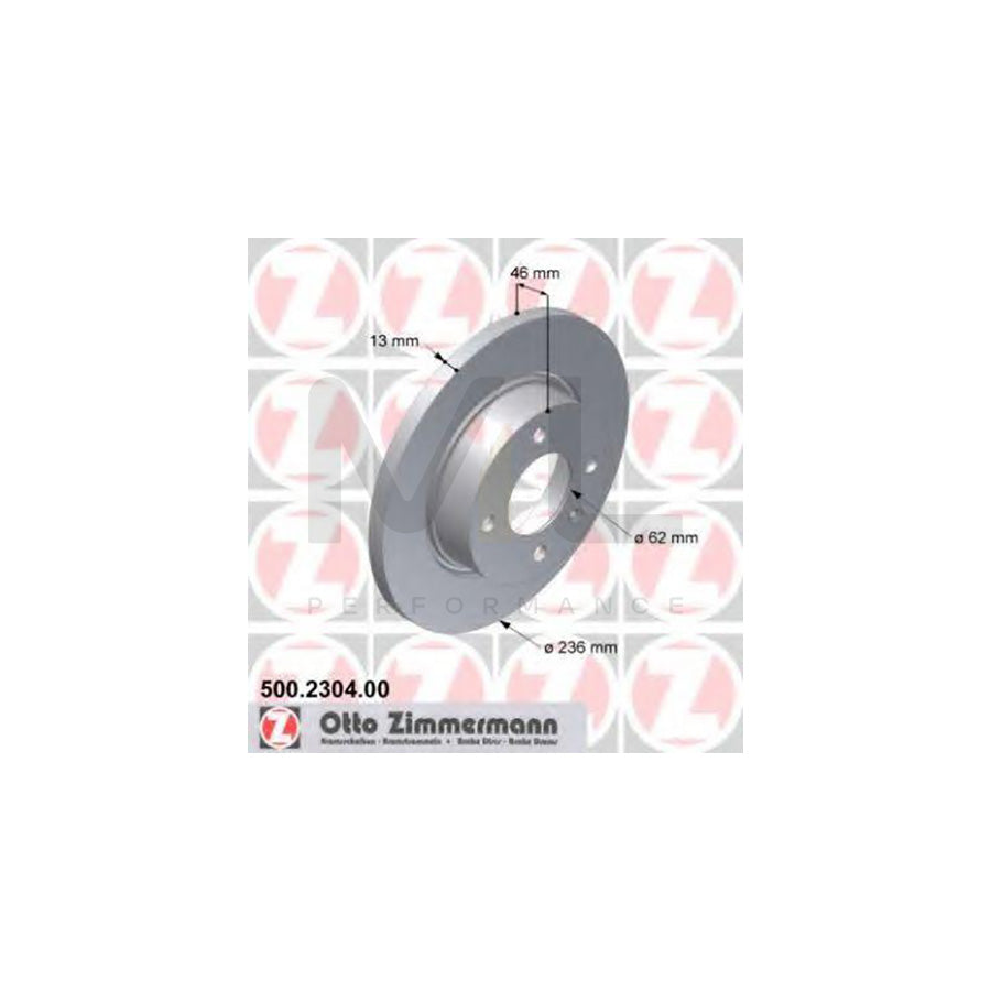 ZIMMERMANN 500.2304.00 Brake Disc for SKODA FELICIA Solid - 1 piece