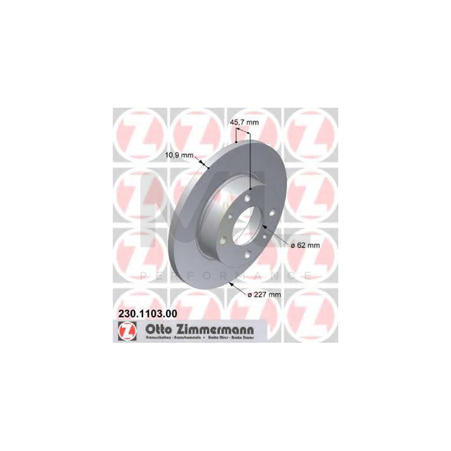 ZIMMERMANN 230.1103.00 Brake Disc Solid - 1 piece
