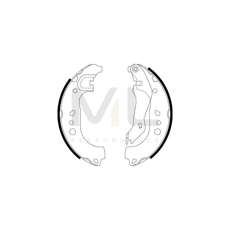 HELLA 8DB 355 022-131 Brake Shoe Set with handbrake lever | ML Performance Car Parts